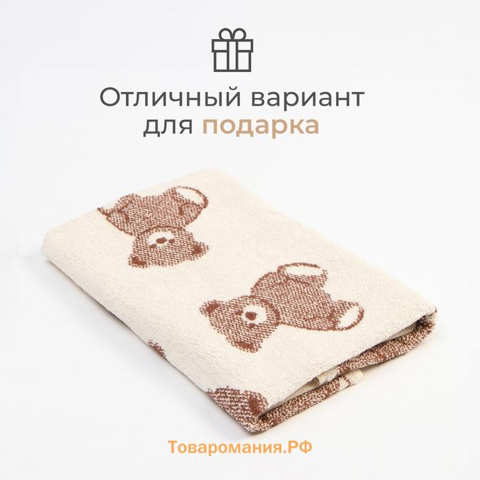 Полотенце махровое  Teddy bear, 70×130 см, 100% хлопок, 420 г/м², бежево-коричневое