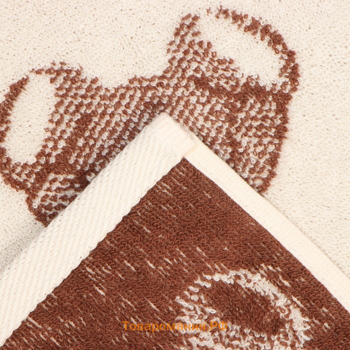 Полотенце махровое  Teddy bear, 70×130 см, 100% хлопок, 420 г/м², бежево-коричневое