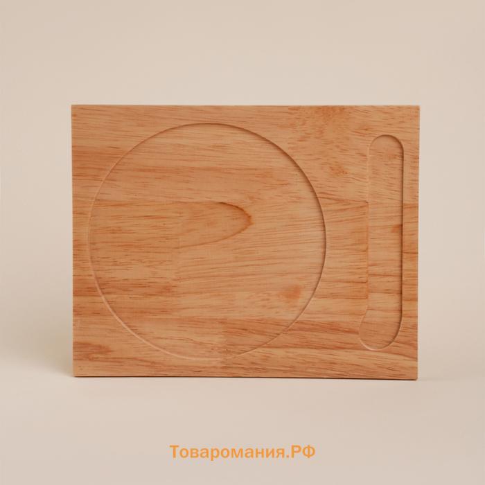 Маслёнка SL Home «Тренто», 22×17.5 см, на деревянной подставке, с ножом для масла, фарфор, белая