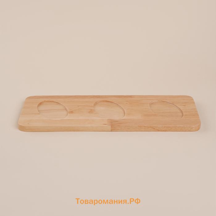 Банки для сыпучих SL Home «Тренто», 150 мл, набор 3 шт., с ложками, на деревянной подставке, фарфор, белые