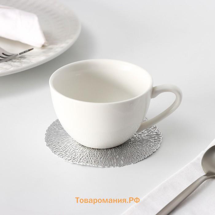 Подставки под кружку  «Соломка», 4 шт., d=10 см, серебряные