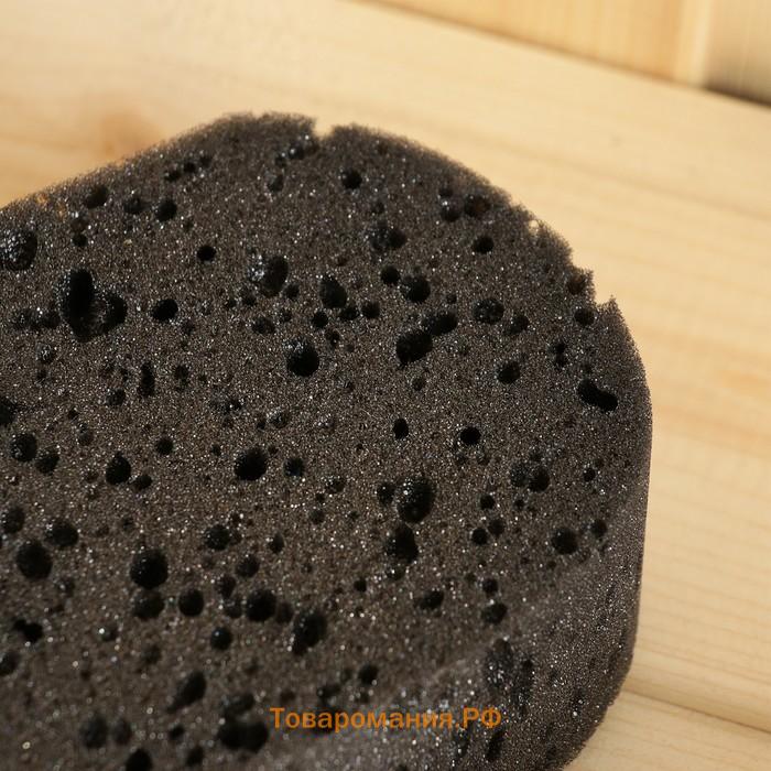 Мочалка банная Добропаровъ, 15×9 см, чёрная на подвесе