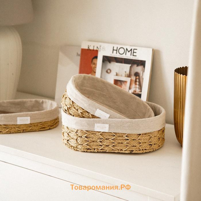 Корзины для хранения SL Home, плетёные, ручной работы, 3 шт., 26×16×7 см, 28×20×10 см, 34×24×11 см