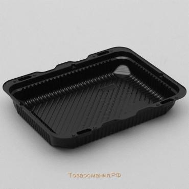 Контейнер с крышкой пластиковый одноразовый для суши Коррекс, 24,4×19,3×5,3 см, внутренние размеры 22×15,2×4,3 см, 1,74 л, цвет чёрный