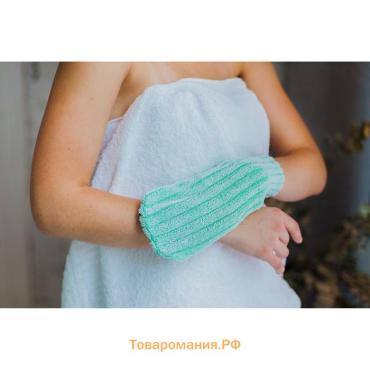 Мочалка - варежка для тела массажная , 19×11 см, жёсткая, МИКС