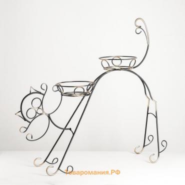 Подставка для цветов «Кот», d=16 см, цвет чёрный