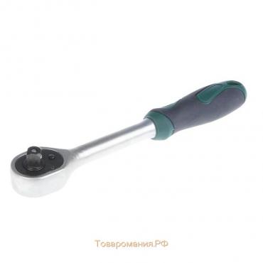 Вороток с трещоткой ТУНДРА, CrV, квадрат 3/8", 2К рукоятка, 72 зубца, 200 мм