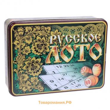 Русское лото деревянное «Русские узоры», 24 карточки, 100 фишек, 90 бочонков