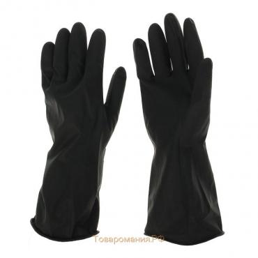 Перчатки хозяйственные латексные, размер L, защитные, химически стойкие, 60 гр, цвет чёрный