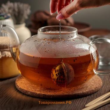 Ситечко для чая  «Бергамот», d=4.5 см, на цепочке, нержавеющая сталь, серебристое