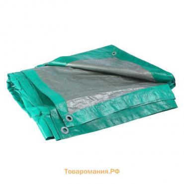 Тент защитный, 5×4 м, плотность 120 г/м², УФ, люверсы шаг 1 м, зелёный/серебристый