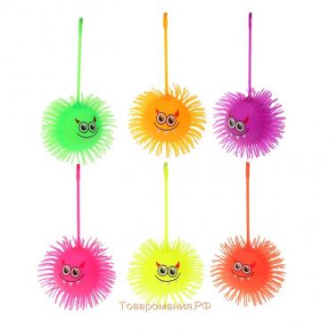 Мяч детский резиновый ёжка «Томми», резиновый, световой, цвета МИКС