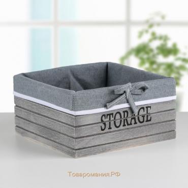 Корзина для хранения  Storage, 19×19×10 см, средняя, дерево, цвет серый