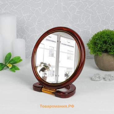 Зеркало настольное - подвесное «Круг», двустороннее, с увеличением, d зеркальной поверхности 12 см, цвет «янтарный»