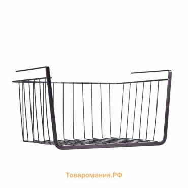 Корзина сетчатая навесная на полку , 40.5×25×14 см, чёрная