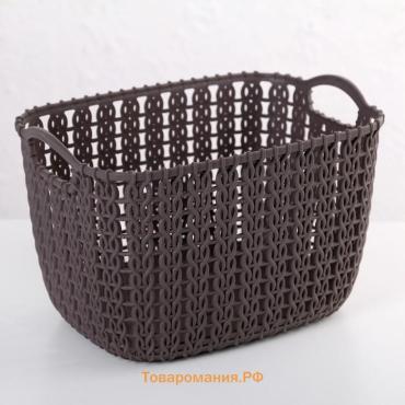 Корзина для хранения с ручками «Плетение», пластик, 17×12.5×10.5 см, серая