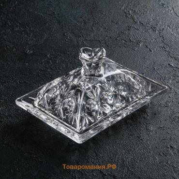 Маслёнка  «Семицвет», 15.5×11.5×8 см, стекло