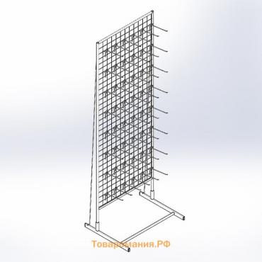 Стойка с сеткой односторонняя, в комплекте 48 крючков для семян, 63×49×183 см, цвет белый