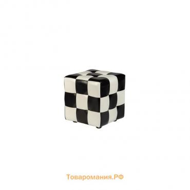 Пуф Кубик-рубик 40х40х45 см Черно-белая Экокожа