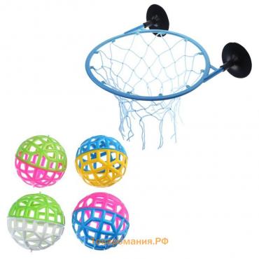 Набор для игры "Мини-баскетбол", детский, кольцо d-21 см, 4 мяча d-9 см