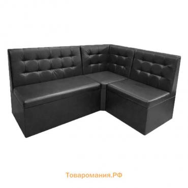 Кухонный уголок «АЛЕКС», экокожа, 1630×500×950 мм, TEOS BLACK