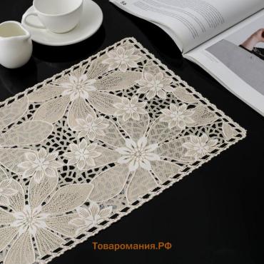 Салфетка ажурная для стола «Нежность. Астры», 45×30 см, бежевая