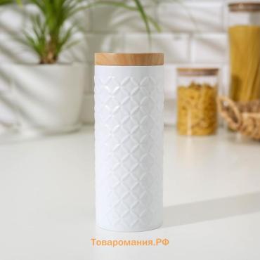 Банка для сыпучих «Ромб», 790 мл, 19×7.5×7.5 см, белая