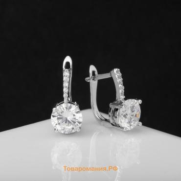 Серьги со стразами «Блум» магия, белые в серебре