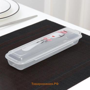Футляр для столовых приборов , 24×7.5×3.8 см, прозрачный, рисунок МИКС