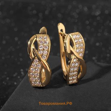Серьги со стразами «Магия» бесконечность, белые в золоте