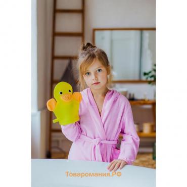 Мочалка варежка детская  «Уточка», для купания, 21 см