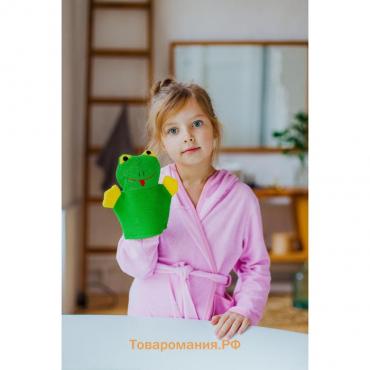 Мочалка варежка детская  «Лягушонок», для купания, 20 см
