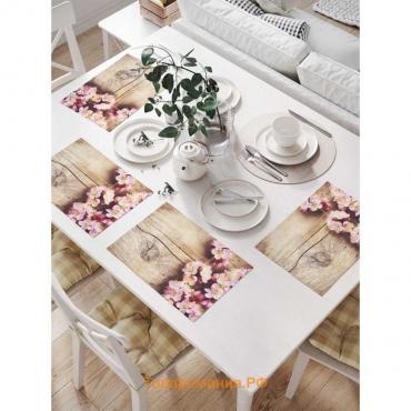 Комплект салфеток для сервировки стола «Цветки вишни», прямоугольные, размер 32х46 см, 4 шт