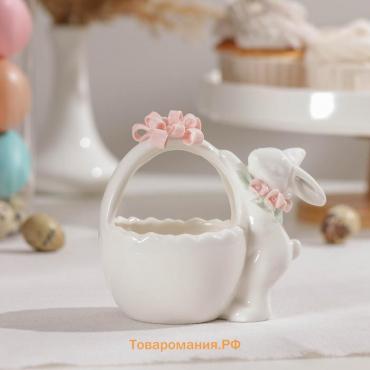 Конфетница SL Home «Лесные кролики», 12.5×8×12 см, фарфор, белая