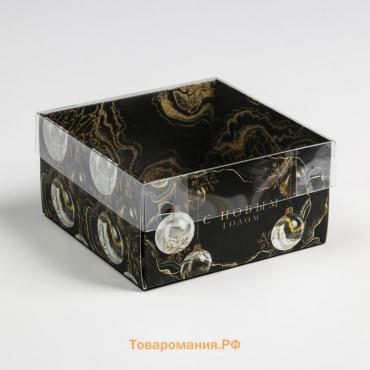 Коробка для кондитерских изделий с PVC крышкой «Gold», 12 х 6 х 11,5 см, Новый год