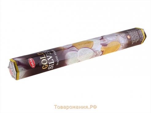 Благовония HEM "Gold & Silver. Золото и серебро", 20 палочек в упаковке, шестигранник