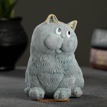 Фигурка гипс «Кот сидит», серо-голубой, 10×9×11 см