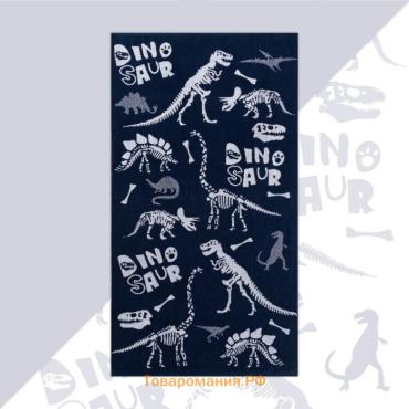 Полотенце махровое  Dinosaur, 70×130 см, 100% хлопок, 420 г/м², сине-белое