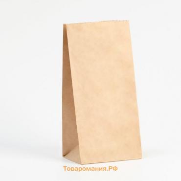 Пакет крафт бумажный, фасовочный, прямоугольное дно, 12×8×24 см, 50 г/м²