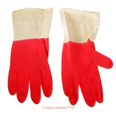 Перчатки хозяйственные резиновые, размер XL, плотные, 50 гр, цвет красный