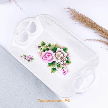 Хлебница «Роспись», фарфор, 32×18 см, белая, узор МИКС