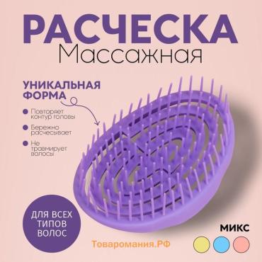 Расчёска массажная, овальная, 11×7.2(±1) см, МИКС