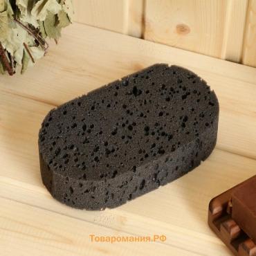 Мочалка банная Добропаровъ, 15×9 см, чёрная на подвесе