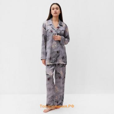 Пижама женская (рубашка и брюки) KAFTAN "Дракон", размер 48-50, серый