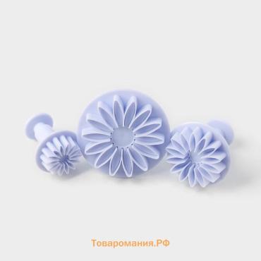 Плунжеры кондитерские  «Герберы», набор 3 шт.: 5.5 см, 4 см, 2.5 см, пластик, белые